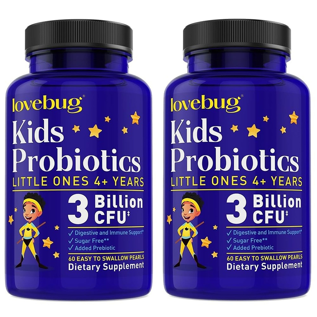 LJUBEZEN Probiotiki za otroke - otroci probiotični žvečilni izdelki s prebiotiki za starost 4+, Dnevno zdravje otrok, zaprtje, Prebavne in imunske podpore dodatek, Sugar-free, 120 Soft Biseri