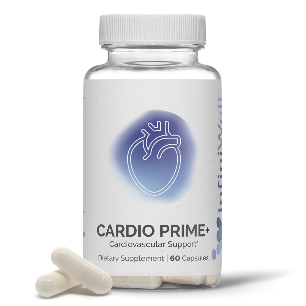 InfinWell Cardio Prime+ Heart Health Supplements - Antioksidanti in inovativni peptidi za kardiometabolično zdravje - NAD3 & Nattokinaza za zdravo srce in metabolično ravnovesje (60 kapsul)