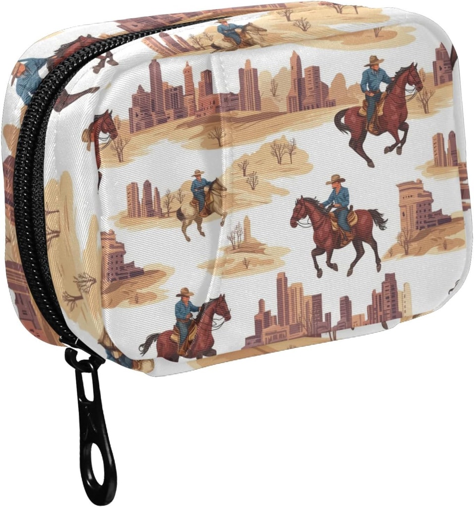 Fustylead Western Cowboy Riding Horse in Build Pill Organizator za zapornice, tedenski prenos tablet Škatla z Zipper za shranjevanje vitaminov Ribja olja Zdravila Dopolnila