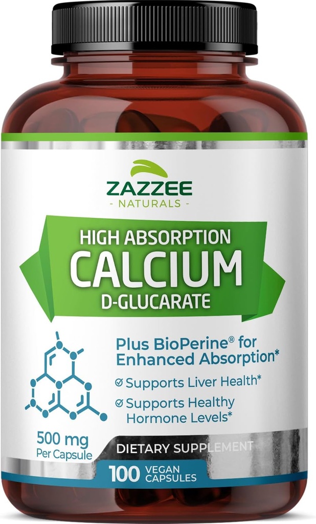 Zazzee visoka absorpcija Kalcijev D-glukarat, 500 mg na kapsulo, 3 mg BioPerin za izboljšano absorpcijo, 100 veganskih kapsul, Plus Brokoli 10:1 ekstrakt, 100% vegetarijanec, CDG, vse naravno in ne- GMO