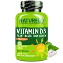 NATURELO Vitamin D - 5000 i.e. - rastlina na osnovi lichena - naravni D3 dodatek za imunski sistem, podporo kosti, skupno zdravje - visoka jakost - vegan - ne-GMO - brez glutena - 180 kapsul