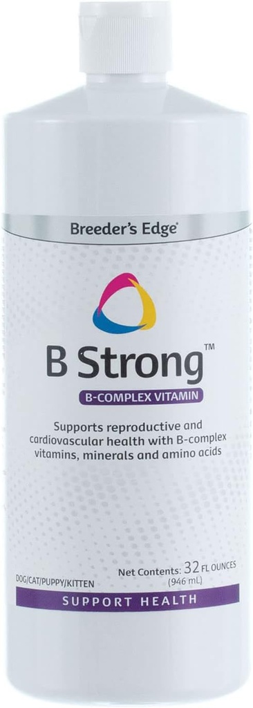 Oživitev zdravja živali Breeder's Edge - B Strong - B Vitamin, železo in mineral dodatek - Vitamin B za pse, mačke, kužki in mucke - 32 oz Tekoči