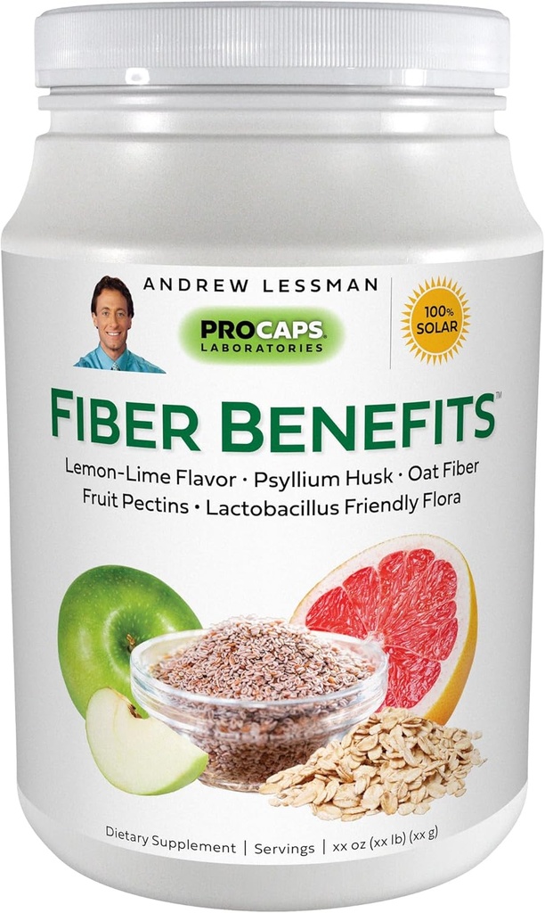 ANDREW LESSMAN Fiber Prednosti Powder 120 Serving - limona-Lime, Nežen, naravna topen / netopen Fiber, spodbuja rednost, čiščenje. Psyllium Husk, Oves, jabolko, Grenivke, Guar Gum, Probiotiki