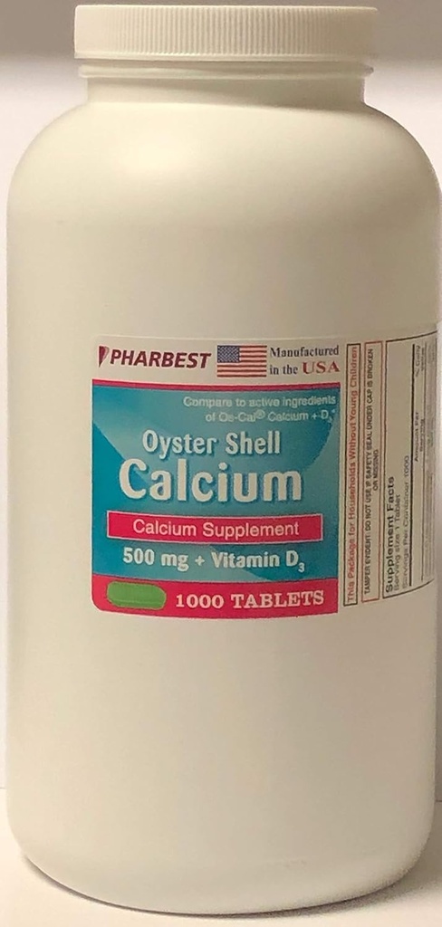 Kalcij v lupini Oyster 500 mg + dodatek vitamina D - 1000 Tablete