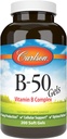 Carlson - B-50 geli, vitamin B kompleks, proizvodnja energije, celična podpora in optimalna wellness, 200 kapsul