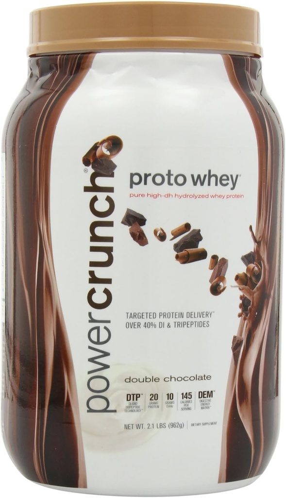 Power Crunch Whey Protein Powder, z aminokislinami, Beljakovine Shake z okusom, dvojno čokolado, 2,1 LB