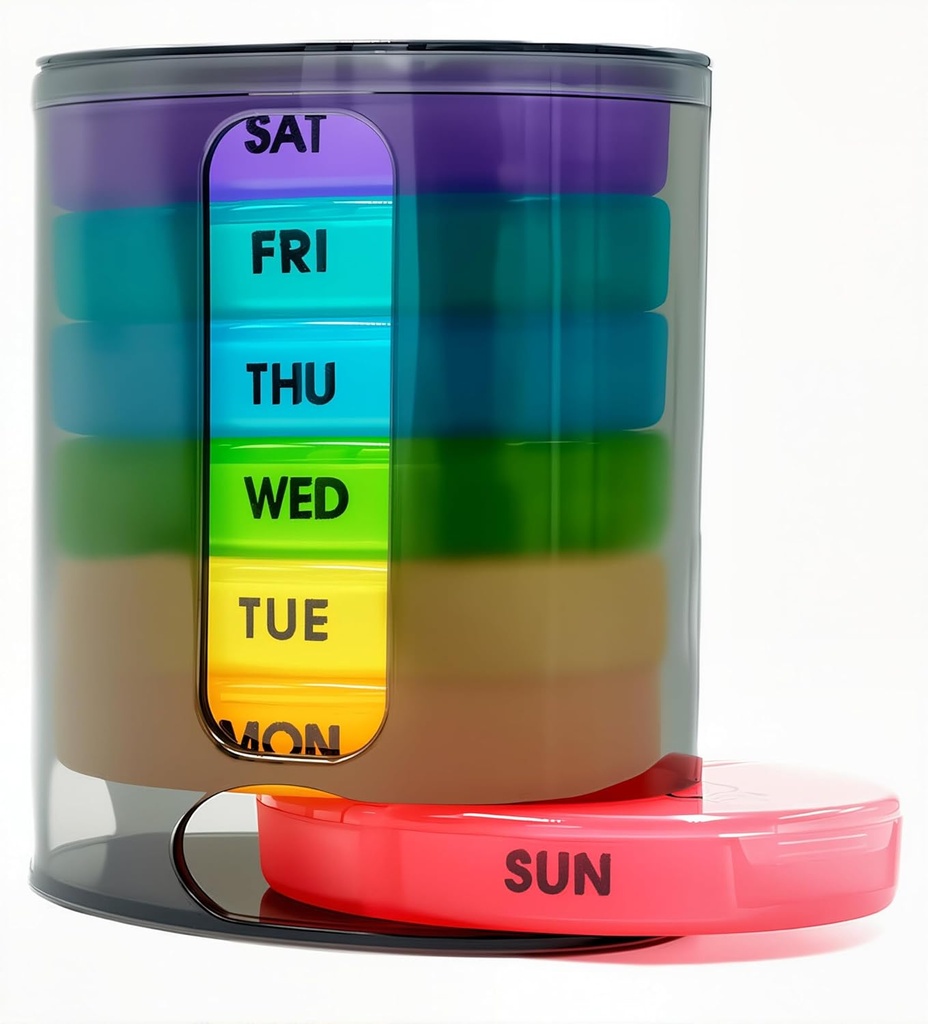 Tedenske tablete Organizator (dvakrat na dan), Prenosna 7 dan tablete Box primeru z zlaganjem AM/PM predelki za tablete, vitamin, ribje olje, dodatki,Rainbow (Rainbow)