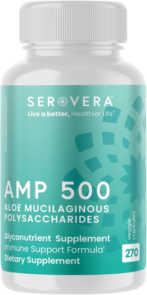 AMP Organic Aloe Glyconutrient dodatek - podpora imunski sistem, Prebavni trakt, in Colon Health 270 kapice