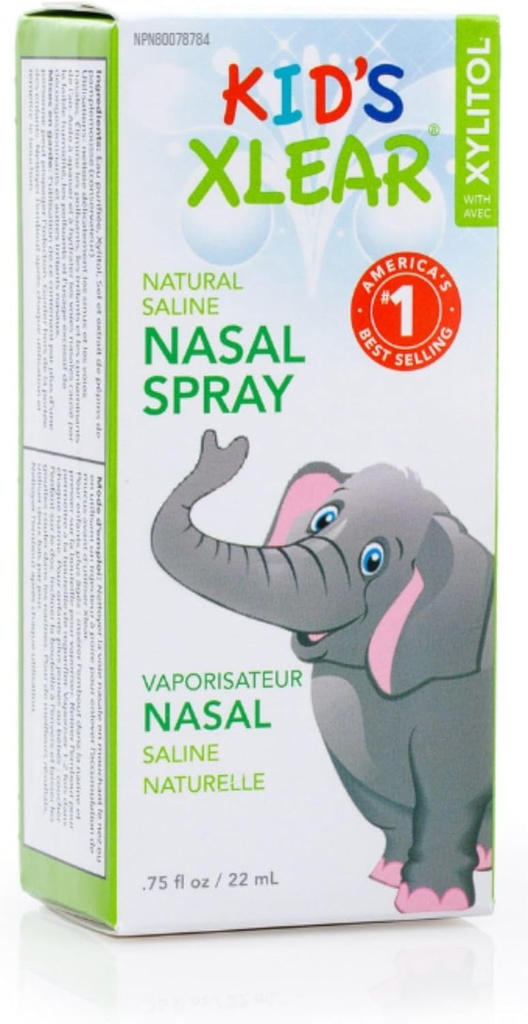 Xlear Natural Xilitol Saline Nasal Spray za otroke - Dnevni dekongestiv, nos vlažilni, 0,75 fl oz (Pack of 1)