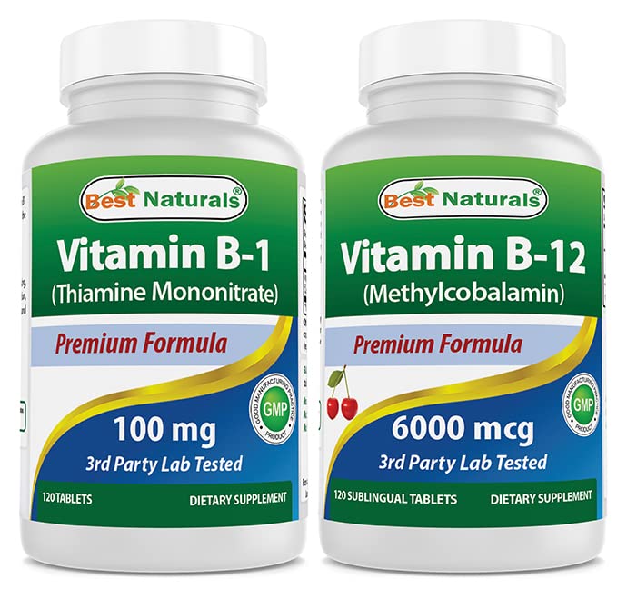 Najboljši naravni vitamin B1 kot tiamin mononitrat 100 mg in vitamin B12 6000 μg