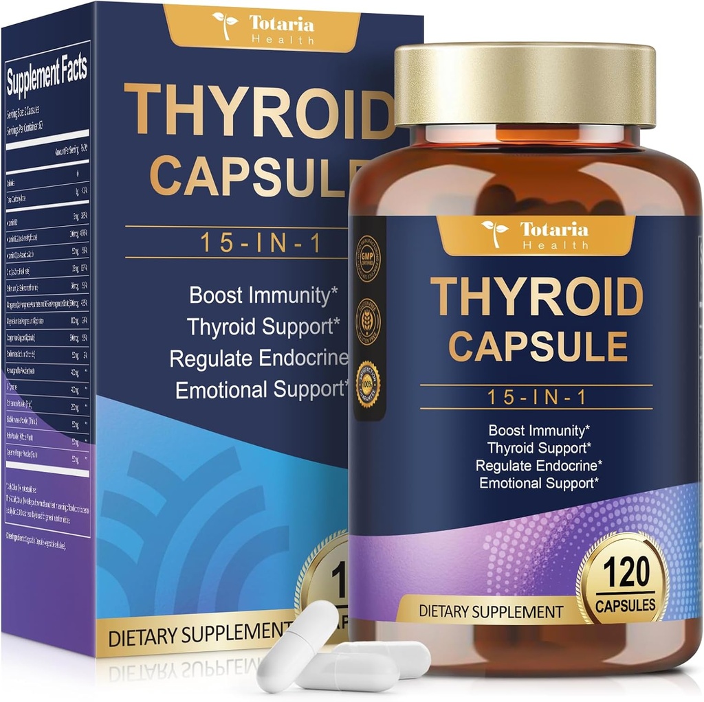 Thyroid Support for Women & Man Supplement Complex Capsules - Iodine Thyroid Supplement with L Tyrosine Bladderwrack Kelp Ashwagandha Selenium Supplements - Mood Enhancer Energy Blance Thyroid Level