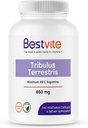 BESTVITE Tribulus Terrestris 850 mg na kapsulo (240 vegetarijanskih kapsul) - standardizirani ekstrakt - Min 45% saponinov - brez stearats - brez silicijevega dioksida - brez filerjev - Vegan - brez GSO - brez glutena