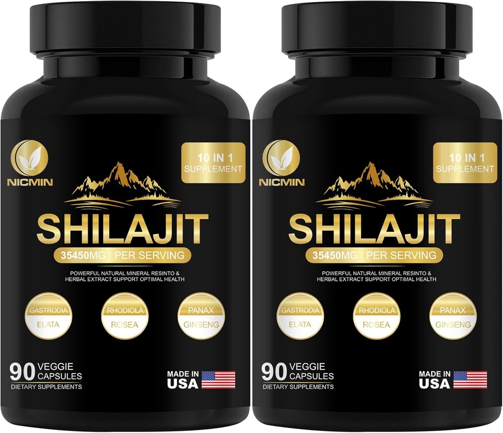 35450MG Pure Shilajit Supplement - himalajski organski Shilajit za moške in ženske maksimalna moč Shilajit za izboljšano energetsko in imuno podporo 180 Veggie kapsule
