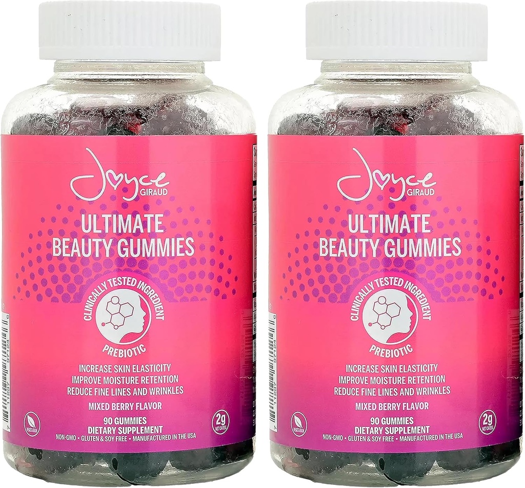 Joyce Giraud Ultimate Beauty Gummies, 60-dnevna zaloga, podpira hidracijo kože in zdrav ton kože, 180 Gummies