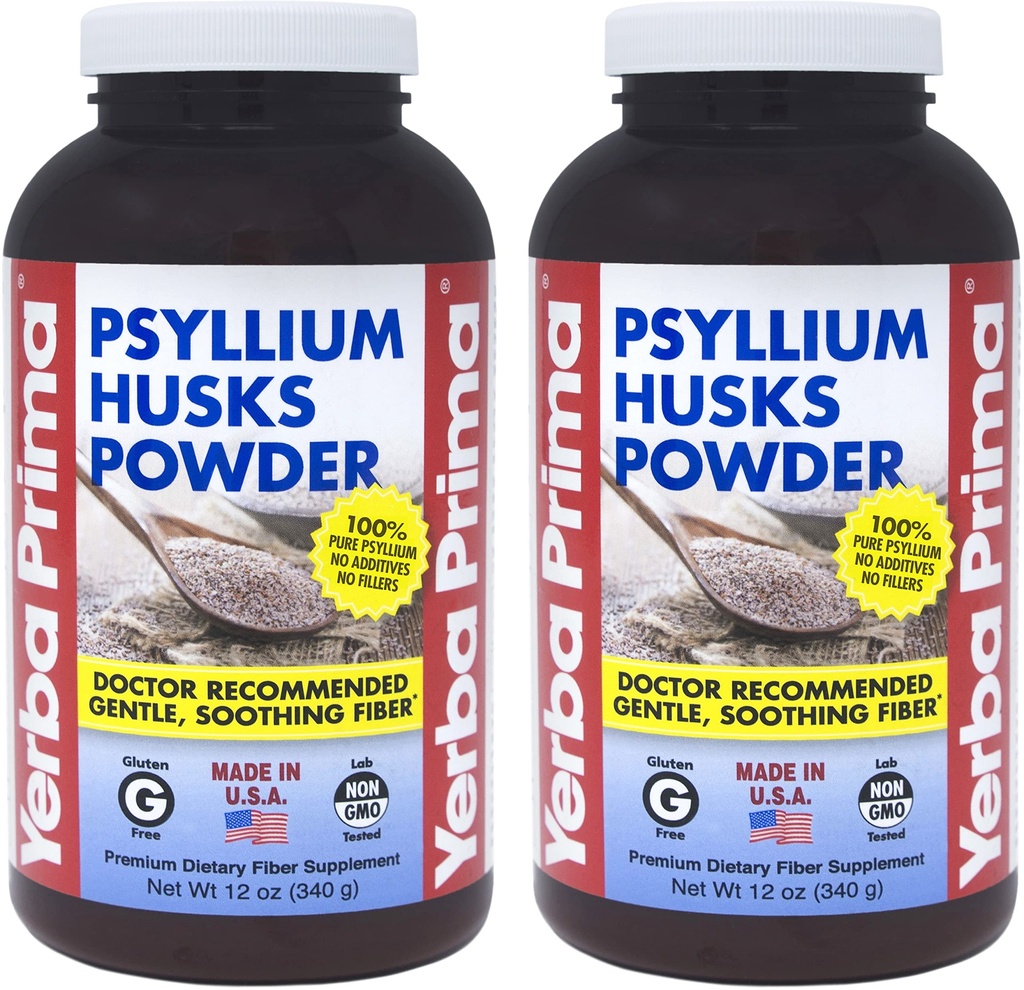 Yerba Prima Psyllium Husk Powder 12 oz (Pack of 2) - Naravni fiber dodatek