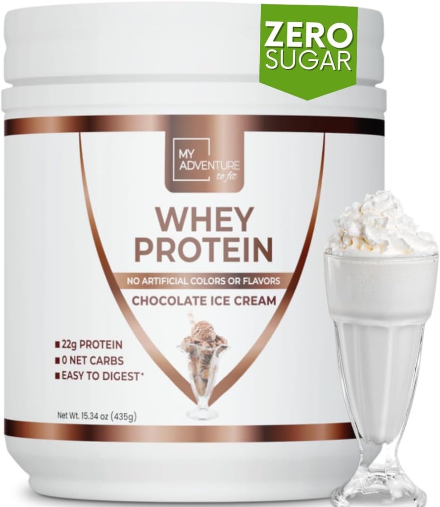 Moja pustolovščina za fit sirotkinega izolata beljakovin v prahu - malo ogljikovih beljakovin v prahu za ženske - sladkan s Stevia Whey izolat beljakovin za mišično rast - beljakovinski prah (Chocolate Ice Cream, 15 Serving)