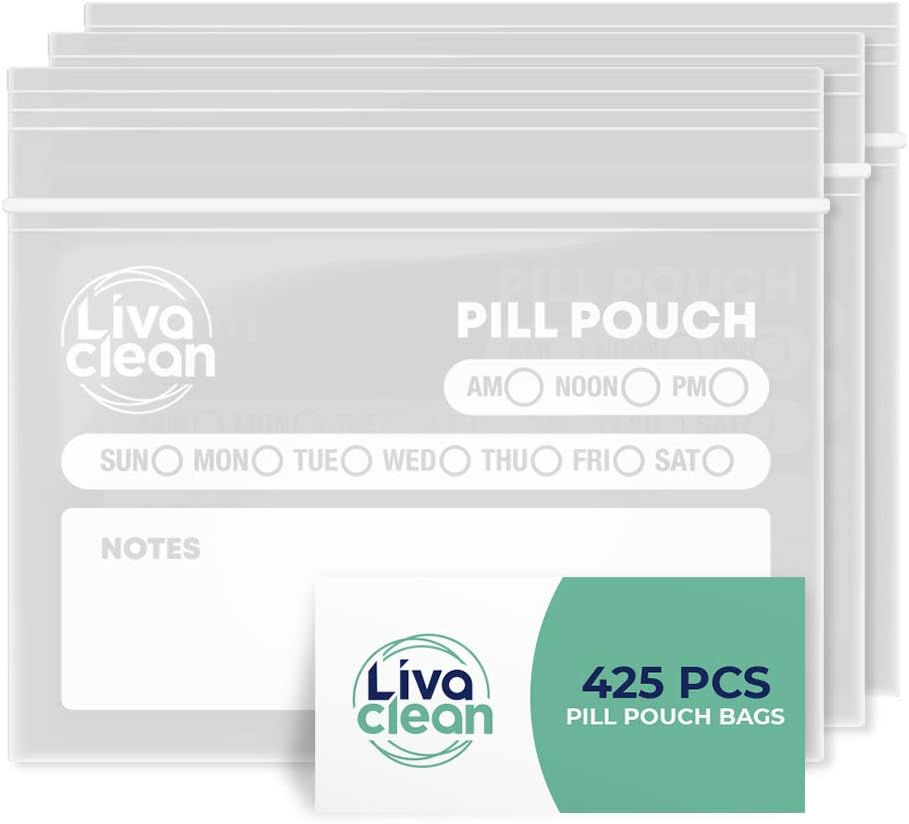 LivaClean 425 Pack upgraded tablete za debelost vrečke za potovanja - tablete vrečke, Medicina vrečko za potovanje