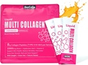 Tekoči kolagen za ženske, 10000mcg Biotin, 8000mg Multi tip kolagen peptidi, hialuronska kislina, vitamin C, koža, nohti, dopolnilo za lase, oranžna aroma, 10 Fl oz. (1 pakiranje, oranžna)