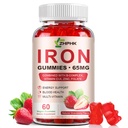 Iron Supplement Gumies, 65mg železa in 250mg vitamina C za ženske moške otroke, naravni Vegan železa Gummy z vitaminom A, B-kompleks, Biotin, cink & Folate energije podpora in imuno zdravje, 60 Gumies