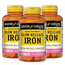 Mason naravni počasi, sprostitev železa (Ferrous Sulfate) 50 mg tablete, 180 dnevna oskrba, visoka potenca dodatek, Nežno na želodec, 3 pakiranje