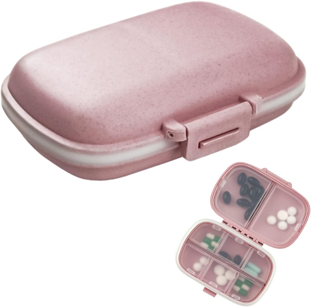 1Pack potovalne tablete Organizator, 8 Kompartmenti Prenosna zadeva tablete, majhne tablete škatla za žepno zaporno zdravilo Vitamin Container Pink