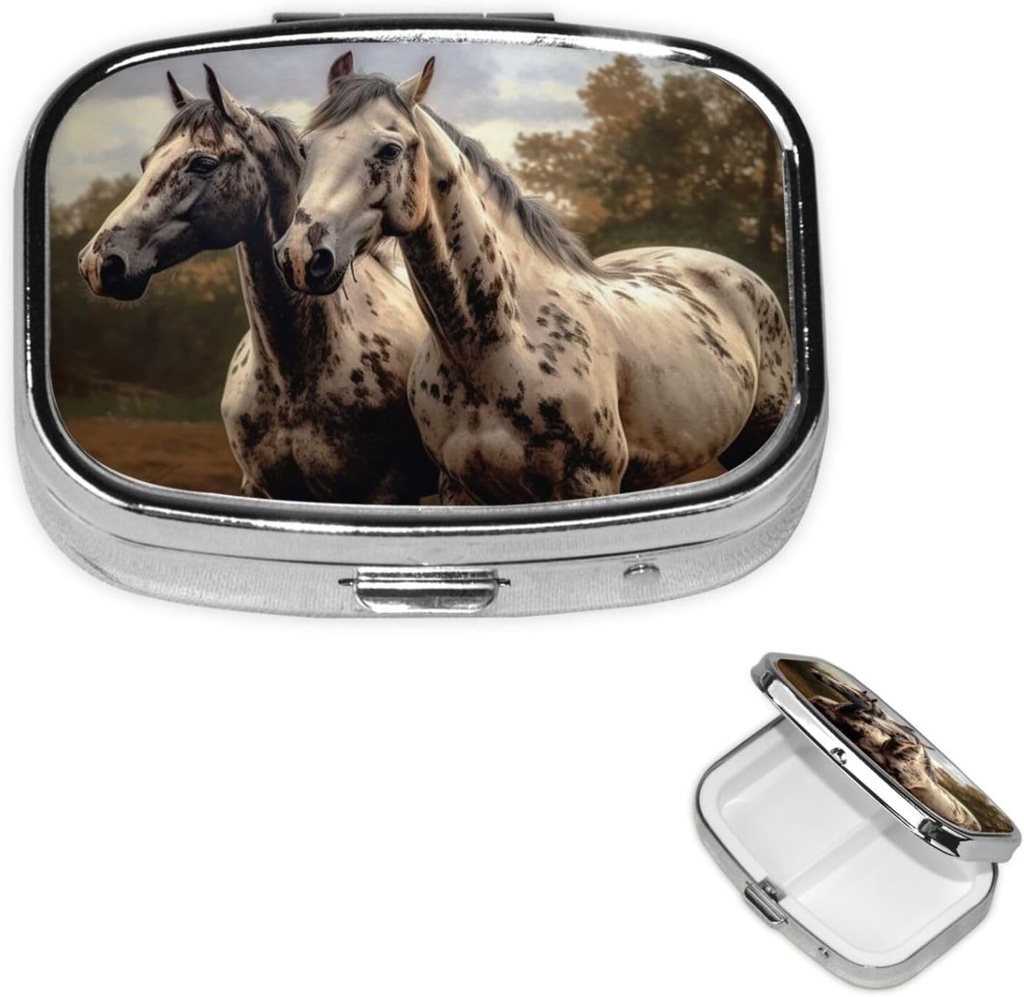 Tableta tablete Box z ogledalo majhne tablete Organizator 2 Predel dva konj potovanja Pillsbox za zapornice ali žep prenosne tabletke Cute Medicine Organizer