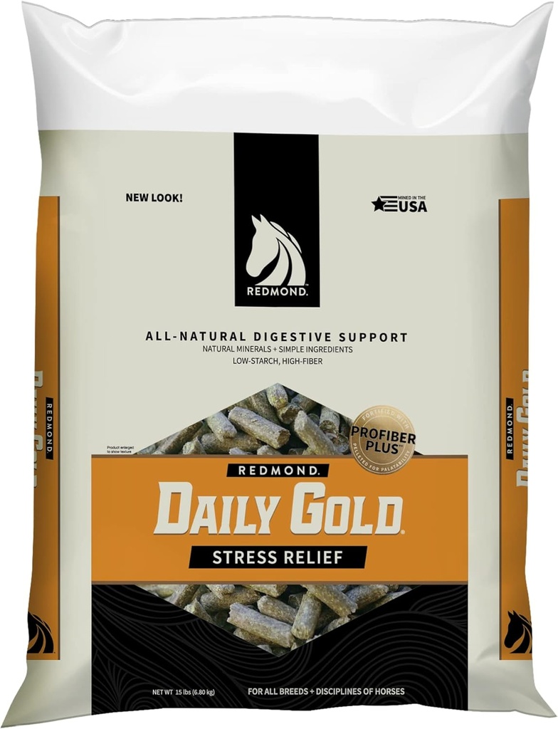 REDMOND Daily Gold Pellets Stres Relief, naravno zdravljenje Clay za želodčne ulcers v konjih (15 LB)