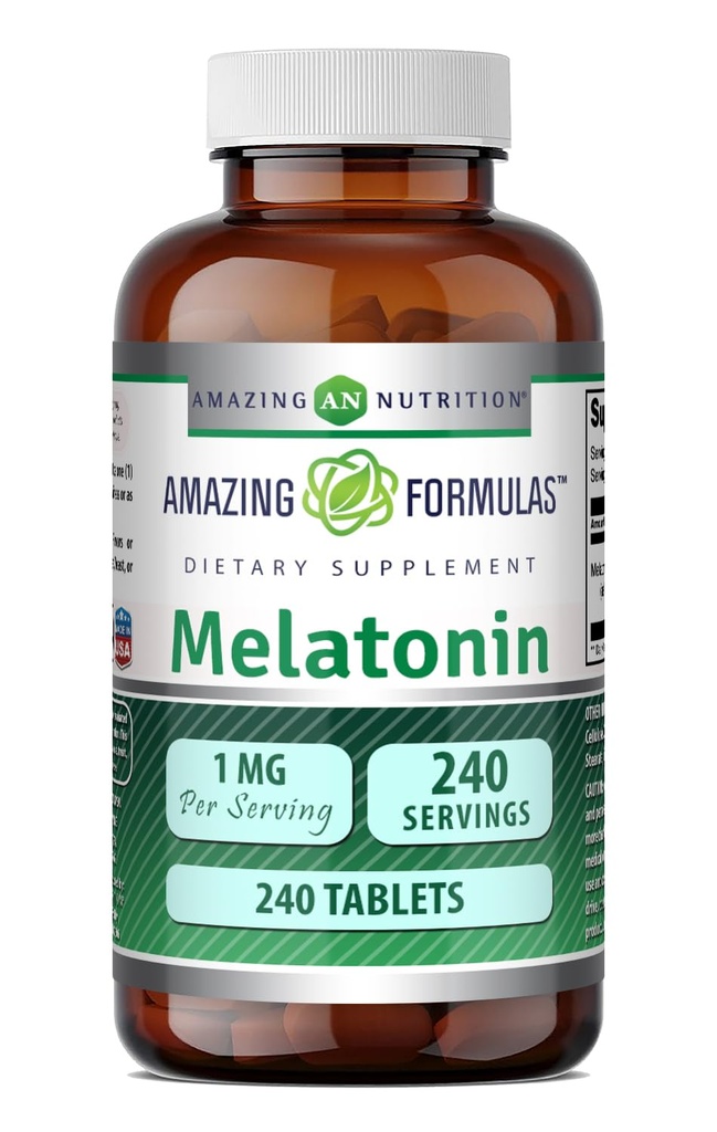 Osupljive formule Melatonin 1 Mg tablete (ne GSO, brez glutena) - najboljša izbira naravne pomoči za spanje – spodbuja umirjanje in sproščanje učinek - 240 tablete - primerno za vegetarijance