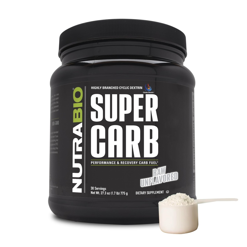 NutraBio Super Carb, ogljikovi hidrati v prahu z grozdnim dekstrinom in elektroliti, napredni ogljikovi hidrati v prahu za gorivo, zmogljivost in okrevanje mišic, ciklični dekstrin, brez arome, 30 Sv