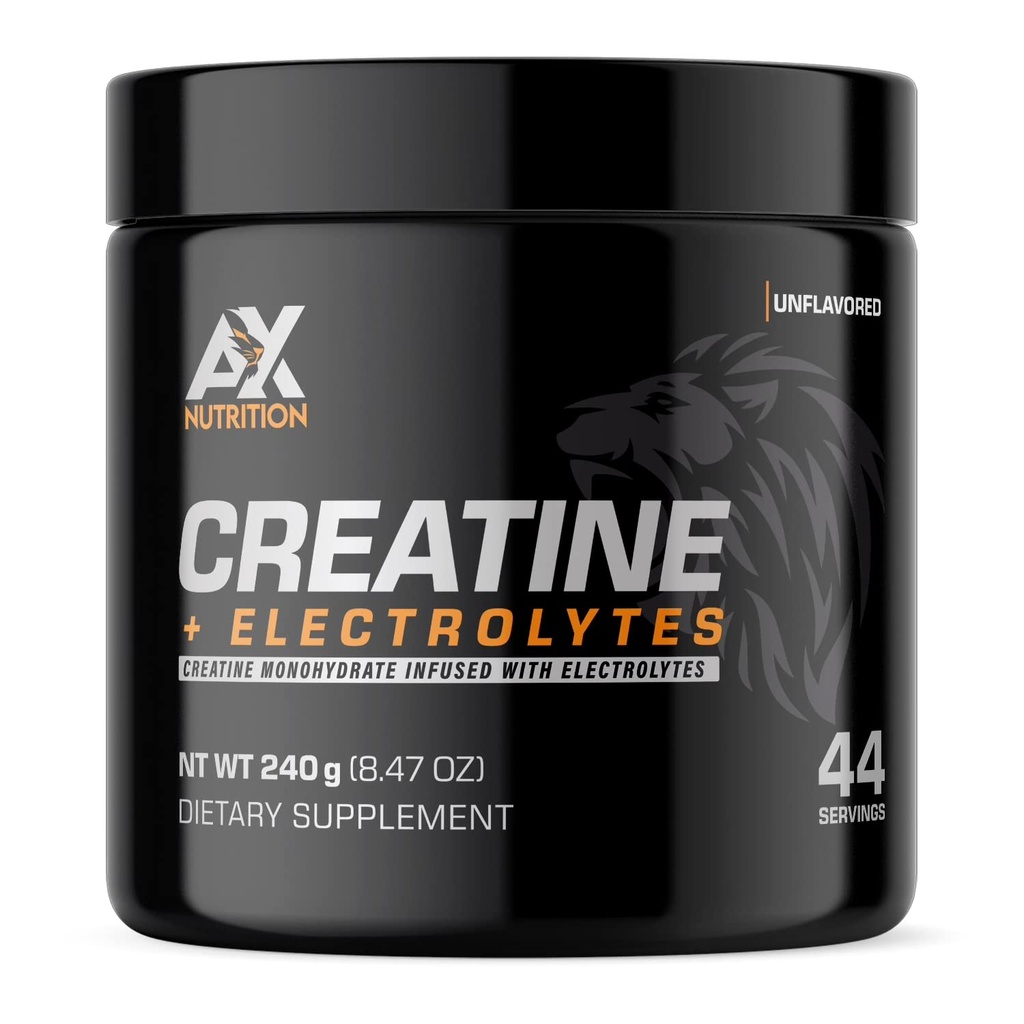 Creatine + Electrolytes 240g | 100% Pure Creatine Monohydrate Infused with Electrolytes| Support Muscle Growth While Staying Hydrated | 44 Servings