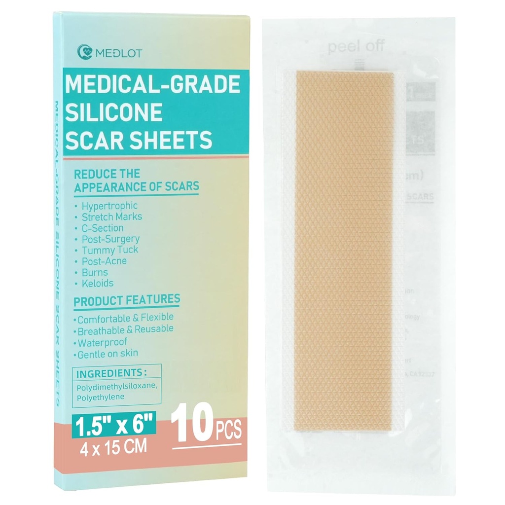 Silikonski črtasti listi, 10kos, silicijev trak za zdravljenje brazgotin, večkrat uporabni črtasti trakovi za kirurgijo, C-oddelek, Keloid Bump, Stretch Marks, Burn, Acne Brazgotin, vsak 1,5” x 6”