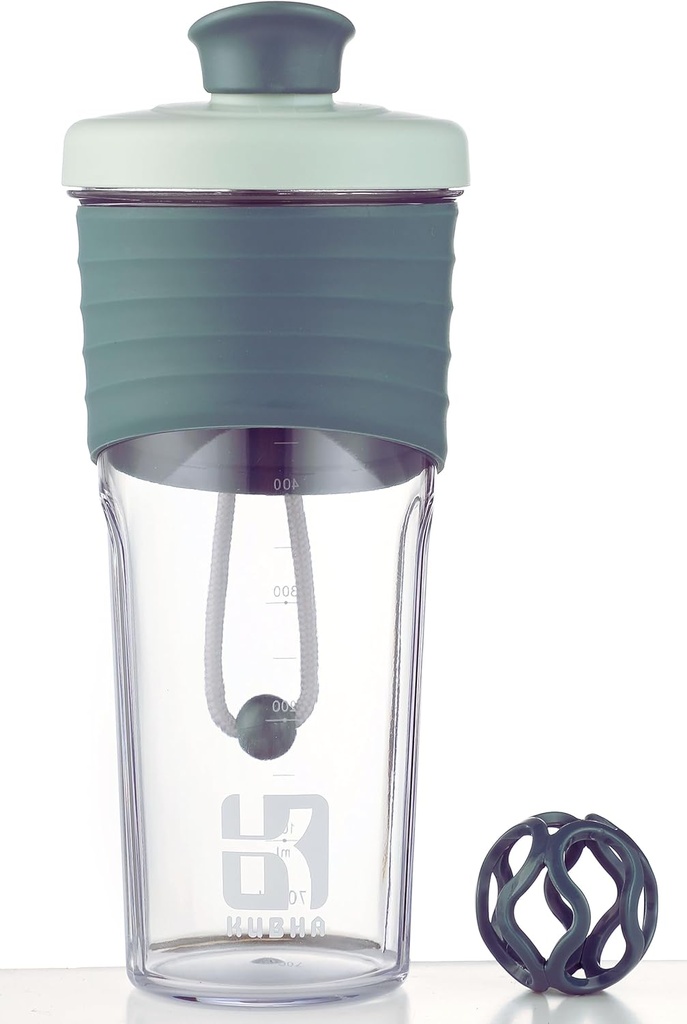2nd Generation Shaker Steklenica za proteine z mešalno kroglico - kot nalašč za vadbo in zunanjo uporabo, 24 Ounces Whey Protein Shaker z jasno merjenje (črno zelena)