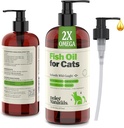 Deley Naturals Divje ujeto ribje olje za mačke z 2X Omega - Cat Fish Oil z najvišjo EPA & DHA Potence - Omega 3 za mačke za skedenj, kožo, plašč, sklepi, srce in imunski sistem - Izdelano v ZDA
