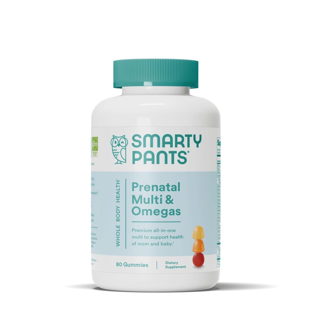SmartyPants Prenatal Vitamini za ženske, Multivitaminski Gumiji: Omega 3 ribje olje (EPA/DHA), Biotin, metilfolat, Vitamin D3, C, Vitamin B12, B6, A, K & cink, Inozitol, 80 Število (20 Dnevna dobava)