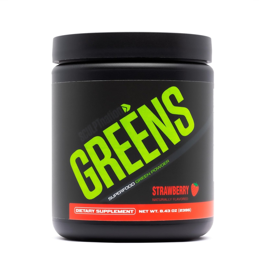 Sculpt Nation by V Shred Greens Jagode - Premium Greens Powder & Superfood Mešanica s kolagenom za podporo kože, prebave in energije - 30-dnevno dobavo
