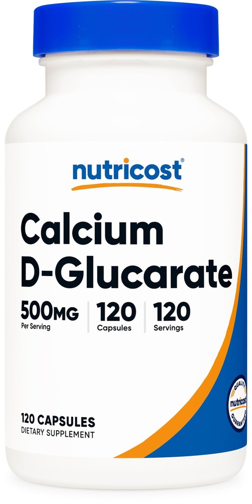 Nutricost Kalcijev D-glukarat 500 mg, 120 kapsul - brez glutena, ne- GMO, vegetarijansko prijazno