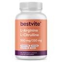 BESTVITE L-arginin L-citrulin 500mg / 250mg Vegan (240 vegetarijanskih kapsul) - brez stearat - brez dikalcijevega fosfata - brez GSO - brez glutena