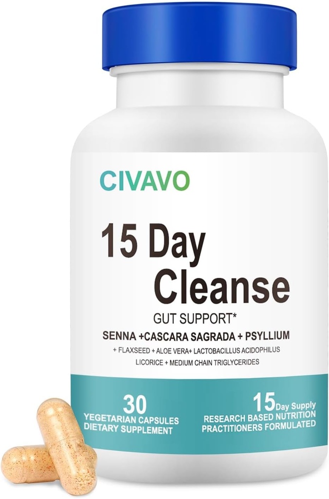 15 Day Gut čiščenje za ženske in moški-gut in Colon podpora- Probiotiki in Psyllium Husk čiščenje kosti Raztapljanje kapsule, prehranska dopolnila (30 kapsul)