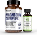 Magnezijev kompleks s 5 najboljšimi oblikami in tekočim vitaminom D3 5000 i.e. paket - 4 mesece dobava 500mg magnezijevega glicinata, oksida, taurata, kelata, magnezijevega citrata - spanje in imunske podpore