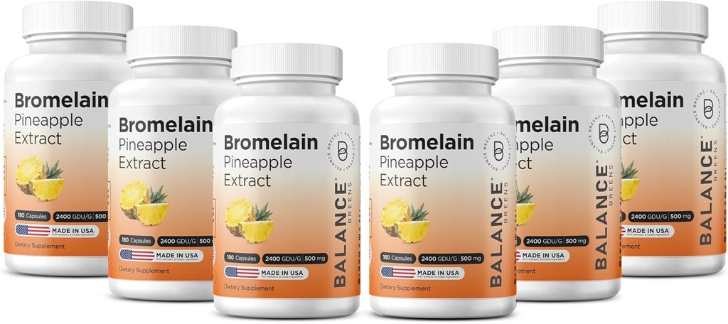 Balancebreens Bromelain 500mg Kapsule – 2400 GDU Ananas Extract dodatek za skupno podporo, naravno bivanje podporo in zdravo prebavo – 180 organskih kapsul Made in USA