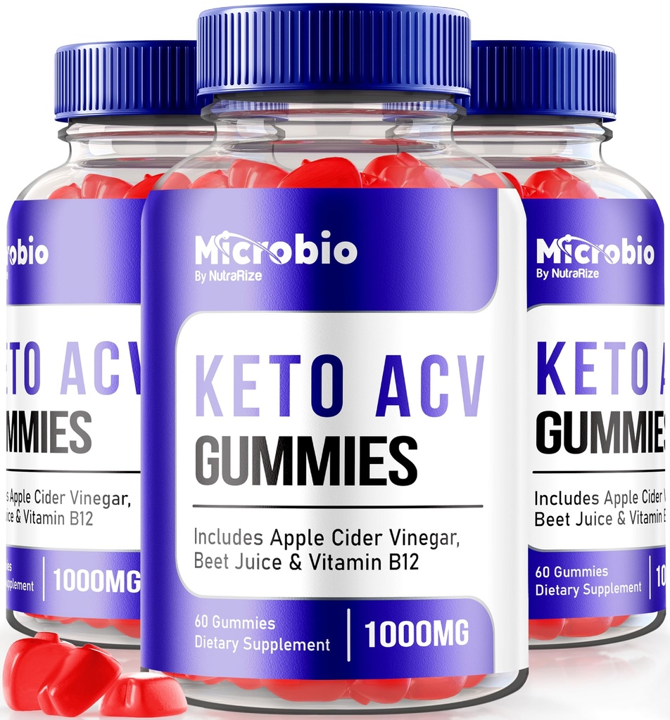 NutraRize (Pack 3 MicroBio Keto ACV Gummies, Uradna Keto + ACV dodatek, All Natural Micro Bio, Apple Cider Vinegar Mnenja (180 Gummies)