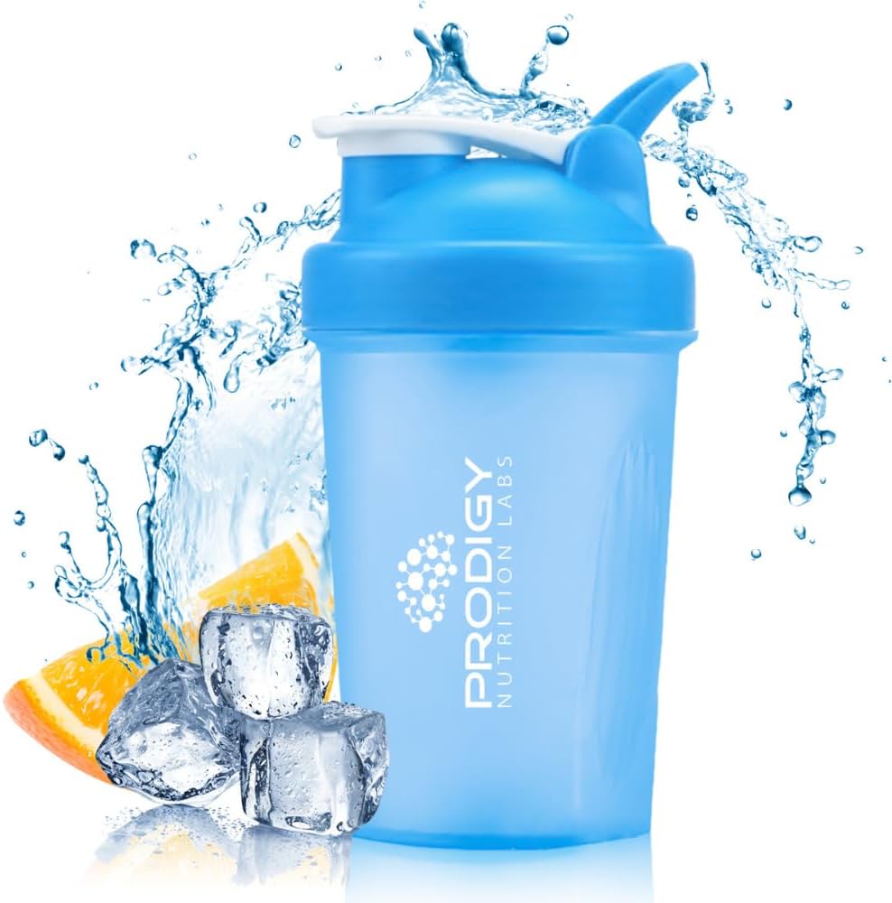 Prodigy Nutrition Labs Premium Shaker steklenica kot nalašč za beljakovinske Shake in Pred vadbo -14 Ounce (modra)