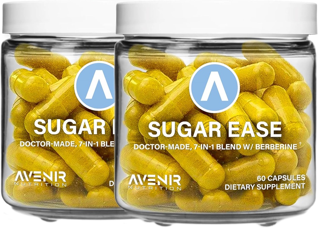 Avenir Nutrition Sugar Ease - Premium Berberine Supplement, Apple Cider Vinegar, Cimet - Organic Nutrients Cinnamon kapsule, 120 kapsul