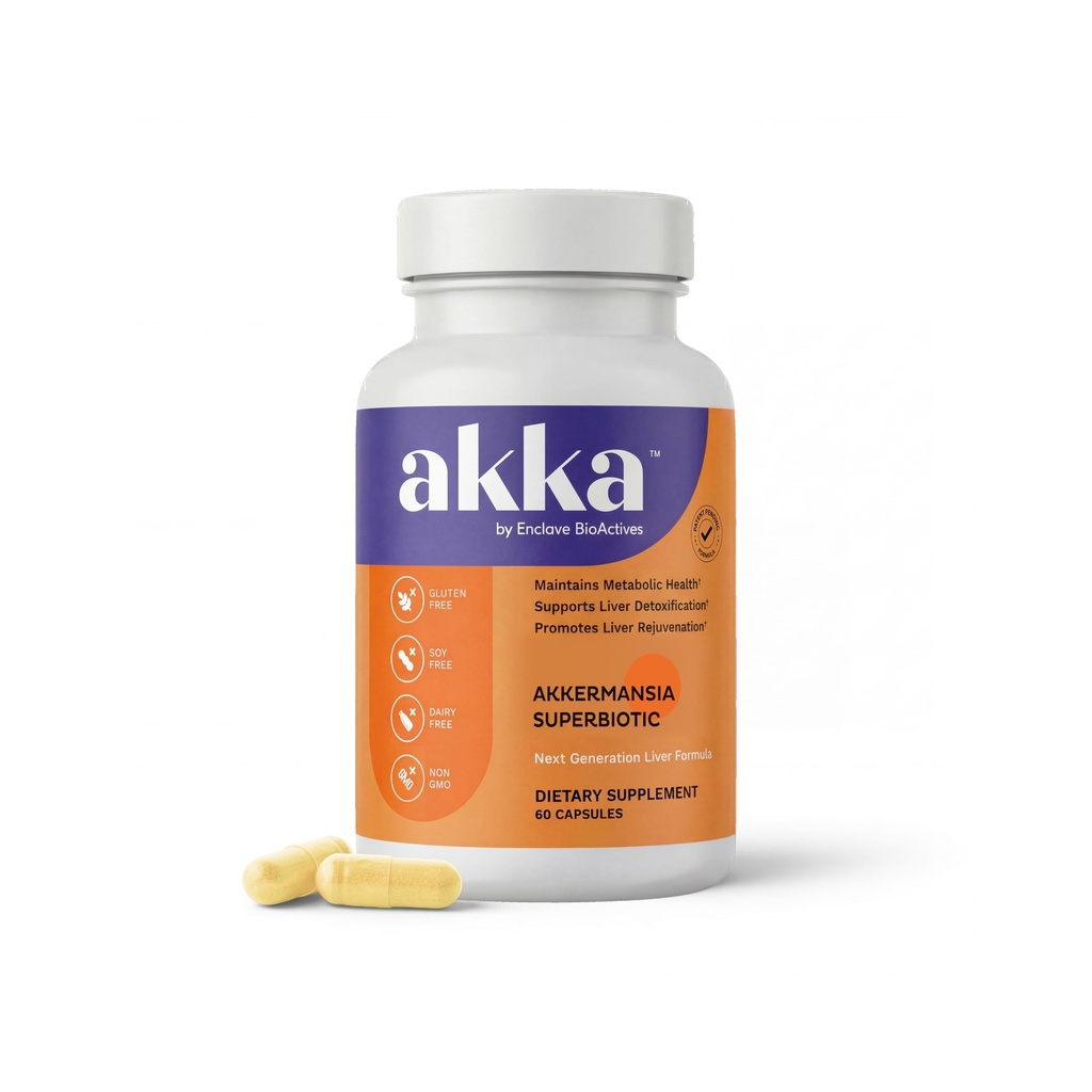 AKKA Premium Jetrna čistila Detox & Popravila Superbiotik: Razstrupitev jeter, Regeneracija, & Obnova Jetrna podpora Dopolnilo z biorazpoložljivo Pasterizirano Akkermanzijo 
