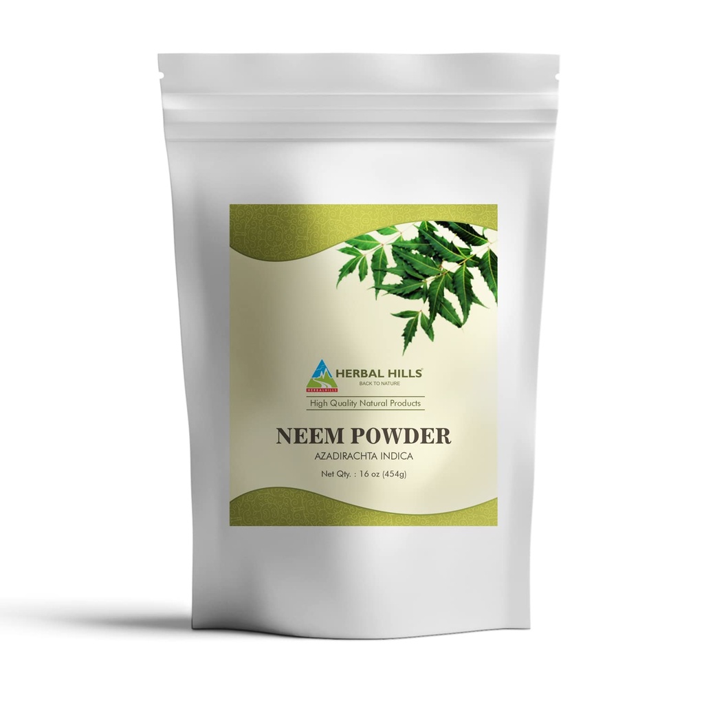 HERBAL HILLS Neem Powder Azadirachta Indica Pure Neem Leaf/Leaf Powder 16 Oz