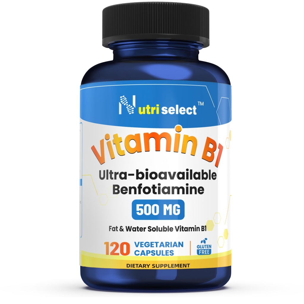 120 Kapsule, ki vsebujejo 500 mg vitamina B1, ne- GMO, vegana, brez glutena, benfotiamina