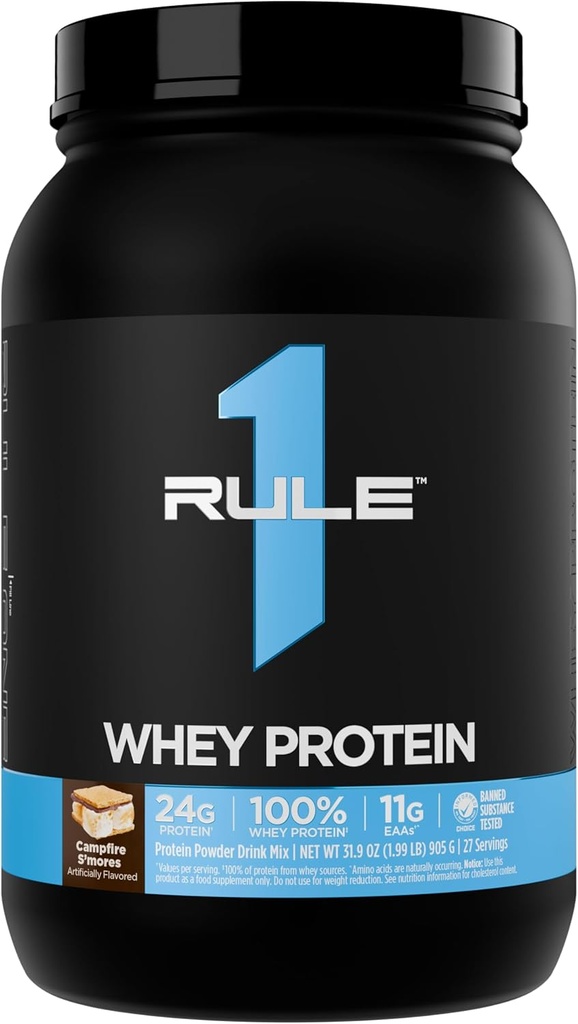 Pravilo 1 Whey Protein – 24g hitro delujoče beljakovine iz All-Whey virov z naravno prisotnostjo EAAS & BCAA za regeneracijo vadbe ali kadarkoli uporabe (2 funta*, Campfire S'Mores)