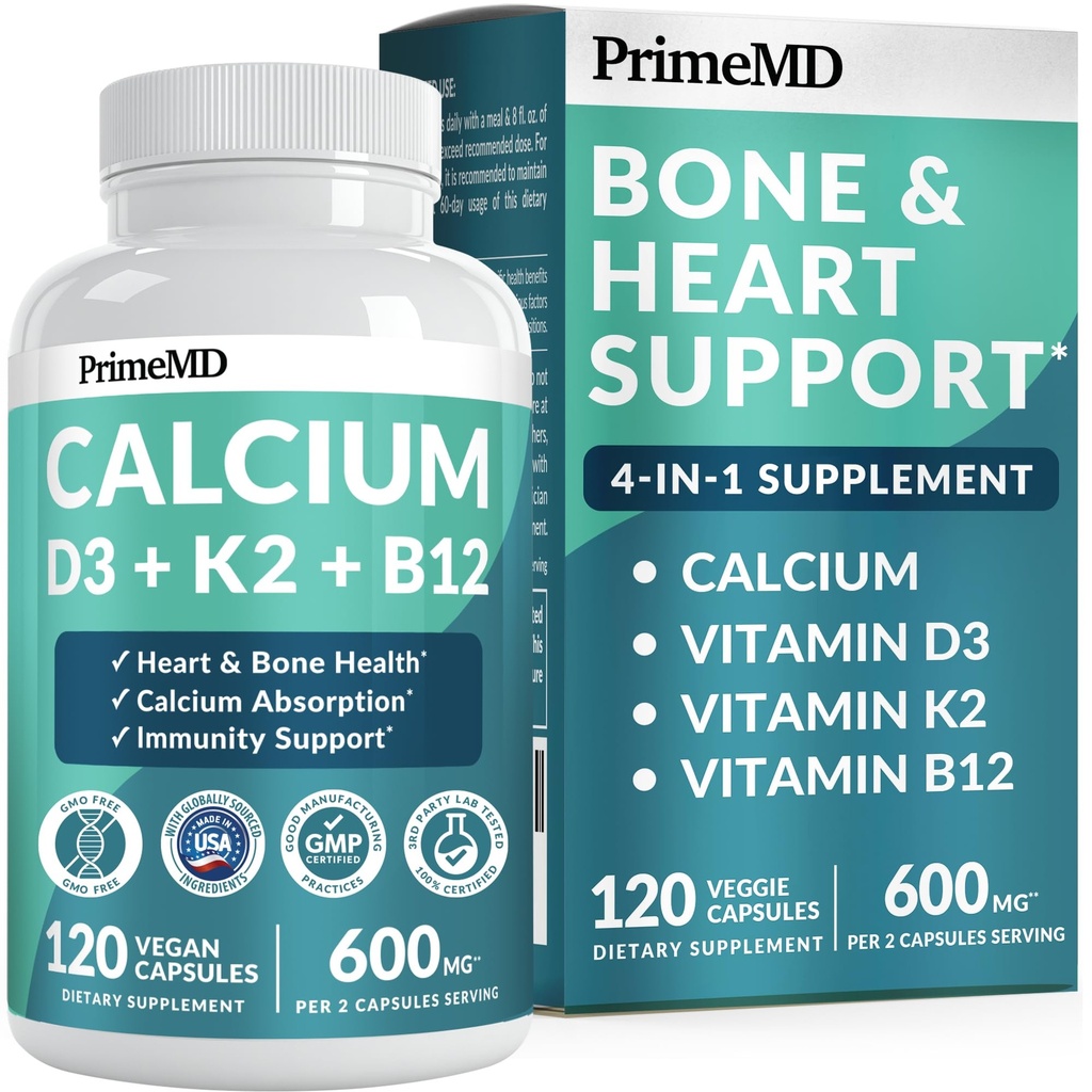 4- v-1 kalcijevi dodatki za ženske in moške - kalcij z vitaminom D3 K2 5000 i.e. dodatek, 601 mg na obrok - Gluten-free, Vegan- Friendly (120 ct)