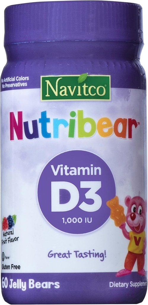 NutriMedvedo vitamin D3 1000 i.e. odlično degustiranje, 60 želenih medvedov